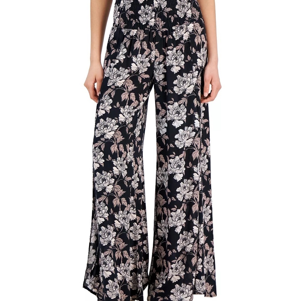 Smocked Waist Slit leg Pants L - Picture 8 of 8